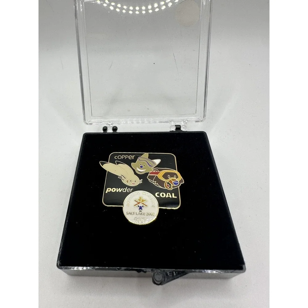 2002 Salt Lake City Olympic Pin MASCOTS Copper Powder Coal Limited Edition Black